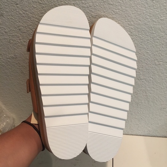 Zara tan leather platform sandals